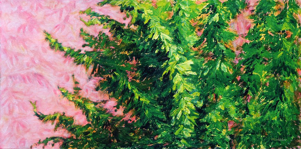 Red Green dance 1, 24"h x 48"w, oil:canvas, 2014, MWebber