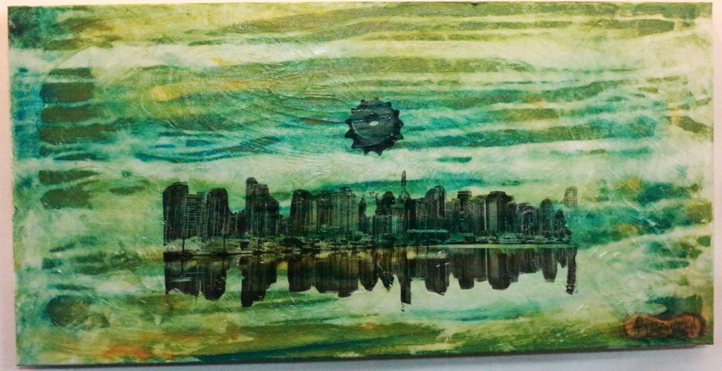 Sprocket City in the Sky five feet by 2 feet NOT FOR SALE