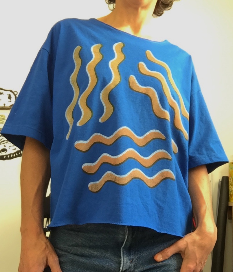squiggle shirt blue orange