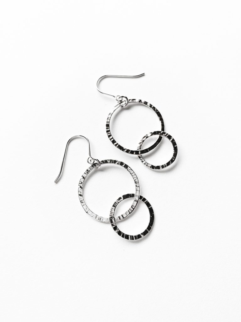 Mini Link Circles Earrings Close Up - Adornation Jewellery